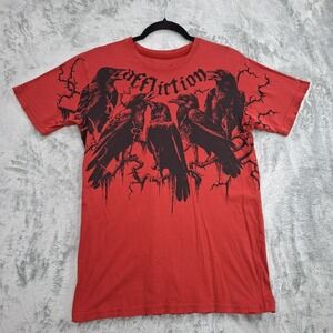 Affliction Haunted Mound Sematary Crows Red Size S Good Distressing Made In USA